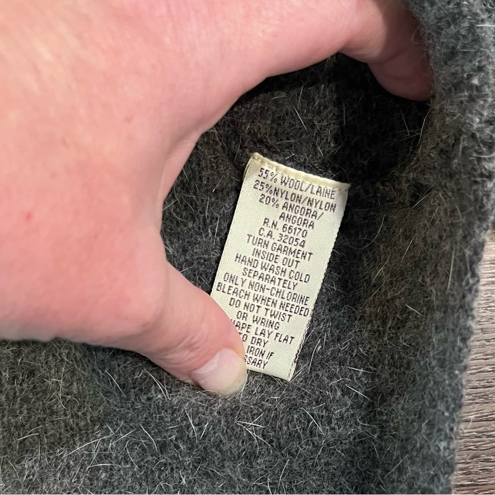 Free People Angora Hoodie Cardigan Sweater Blended Elbow Patch Size XS Rare - Picture 3 of 5
